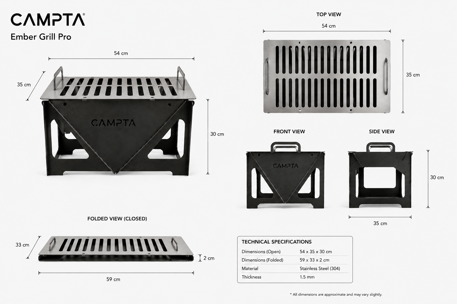 CAMPTA Ember Grill Pro | Geniş Kamp Mangalı
