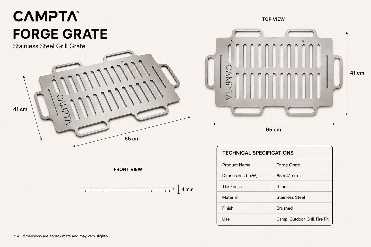 CAMPTA Forge Grate | Çelik Kamp Izgarası