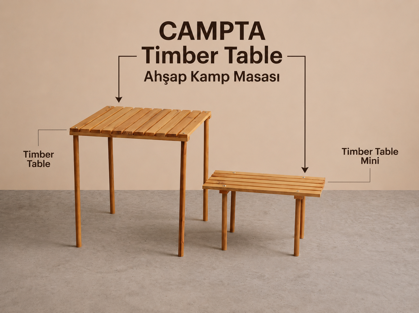 CAMPTA Timber Table Mini | Mini Ahşap Kamp Masası